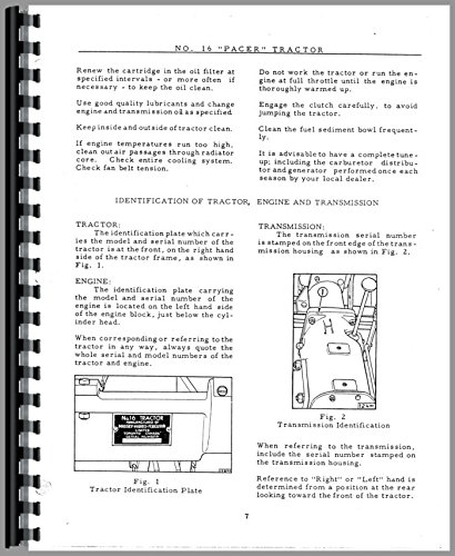 Operators Manual Massey Harris Pacer Tractor      Plastic Comb – January 1, 2017