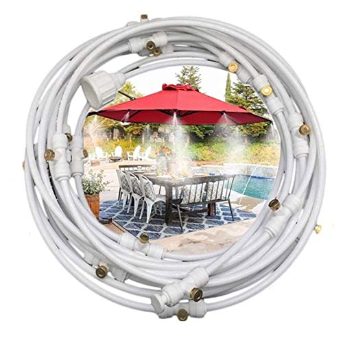Kit de Nebulización para Sistema de Enfriamiento, Sistema de Riego por Goteo DIY con Adaptador de PVC de 3/4' Y Boquilla de Nebulización de Latón, Nebulizador de Agua para Patio, Jardín, Invernadero