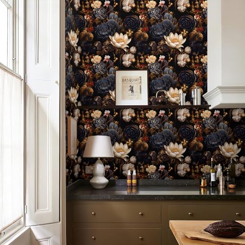 Papel pintado de suculentas negro para decorar la mesita de noche y el cajón 6