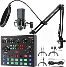【ALL IN ONE and EASY TO USE】Metal V8S bm 800 condenser microphone kit quality is better than the ABS.it Works as a USB sound card plus mixing station . Integrating audio mixing equipment into 1 comprehensive solution. streaming board delivers superb ...