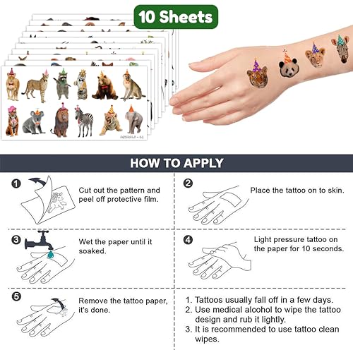 Generic Safari Animals Temporary Tattoos Realistic Wildlife Animal 109Pcs Jungle Woodland Zoo Wilderness Themed Tattoos For Kids Teens Adults Teachers Students Classroom School Prizes Rewards thumb #5