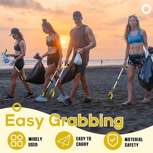Image of HOME CUBE Foldable Reacher Grabber Tool with Magnetic Tip, Folding Trash Pick Up Stick, 360 Rotating Anti-Slip Jaw 3.5 inch Wide Claw, Long Reach Pickup Stick for Elderly, Disabled, Home, Garden