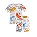 Jungen Dinosaurier Schlafanzüge Baumwolle Pyjama Sommer Raumschiff Weiß 6-7 Jahre