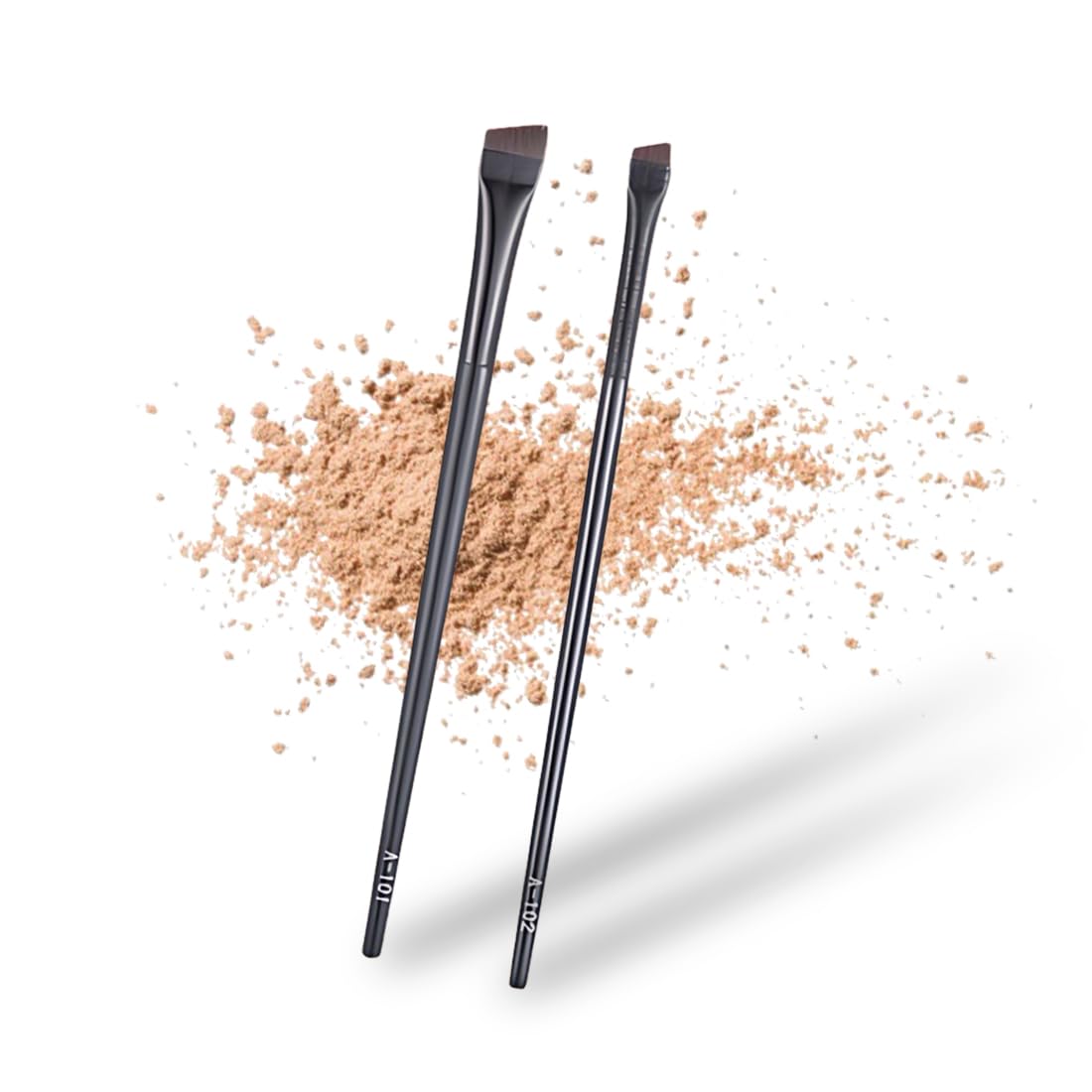2 Piezas Pieza Pincel para Delinear Los ojos en ángulo Pincel y Pestañas Pincel para Cejas Plano Inclinado Ultra Delgado Cerdas Sintéticas Libres de Crueldad (Negro)