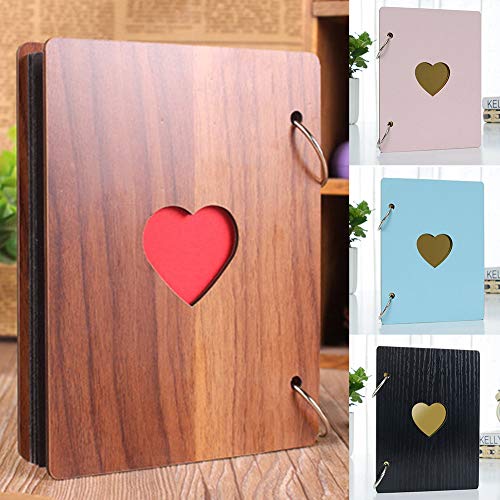 Álbum de recortes para fotos, álbum de fotos DIY con cubierta de madera y 30 páginas negras, ideal como libro de visitas, libro de recuerdos o regalo para San Valentín, aniversario, Día de la Madre o cumpleaños, tamaño 6 x 4 pulgadas (12 x 16 cm) miniatura 7