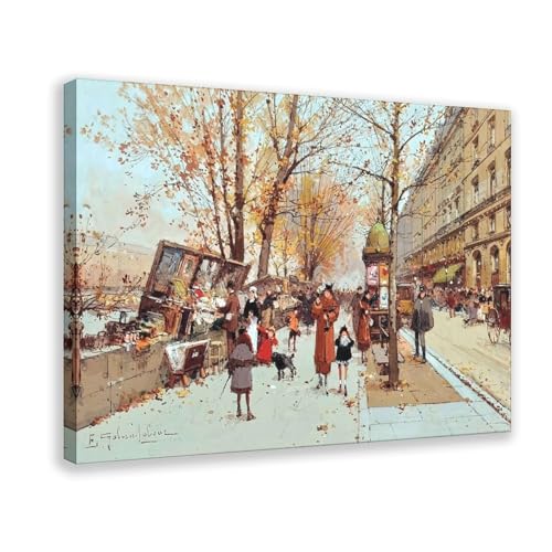 Poster Eugene Galien-Laloue Bouquinistes Seine impression toile 20x30 cm