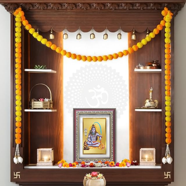 Image of DIVINITI Shiva 24K Gold Plated Foil Wall and Tabletop Photo Frame for Home Decor, Puja Room, Luxury Gifting | DG Frame 105 S2.5 (26x20 CM)