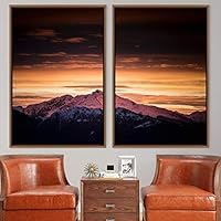2 Piece Framed Canvas Wall Art Sunset in The Mountains Canvas Prints Home Artwork Decoration for Living Room,Bedroom - 16