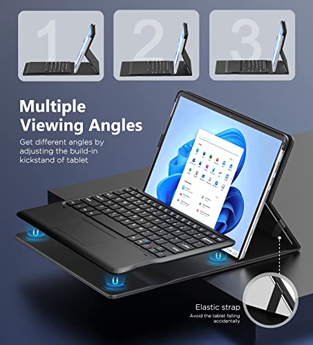 Moko Keyboard Case For Surface Pro 9 2022 Microsoft Surface Pro 8 2021 / Pro X 13-Inch Touch-Screen Tablet, Pu Tablet Shell Cover With Wireless Bluetooth Keyboard With Trackpad, Black #TOP2