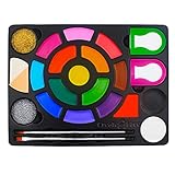 Face Painting Kit for Kids - Face Paint 16 Water Based Colors, 60 Stencils, 2 Brushes, 2 Glitters, 2 Sponges & 2 Hair Chalks - Video Tutorials & eBook - 100% Safe, Easy On and Off - Intergalactic