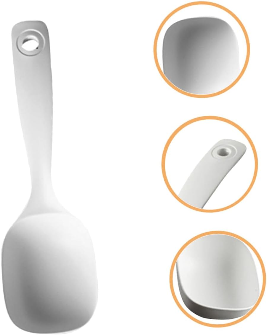 4pcs White PP Soup Ladles with Hanging Storage for Rice