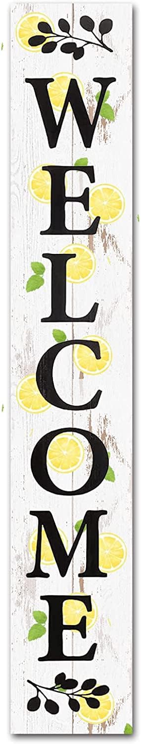 Bidesign 48x8IN Welcome Sign for Front Door Porch Standing Farmhouse Rustic Porch Signs Tall Hanging Wooden Welcome Porch Yard Sign Wall Decor Spring