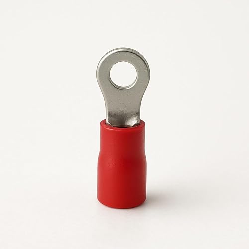 Miniatura 2 de ANGSTROM Terminales de anillo de perno #6, conectores de crimpado eléctricos aislados, 100 piezas (22-16ga rojo)