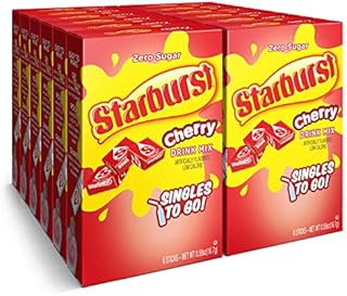 Starburst Singles To Go Powdered Drink Mix & Just Add Water -12 Boxes with 6 Packets Each 72 Total Servings (Sugar Free), Cherry, 7.08 Oz