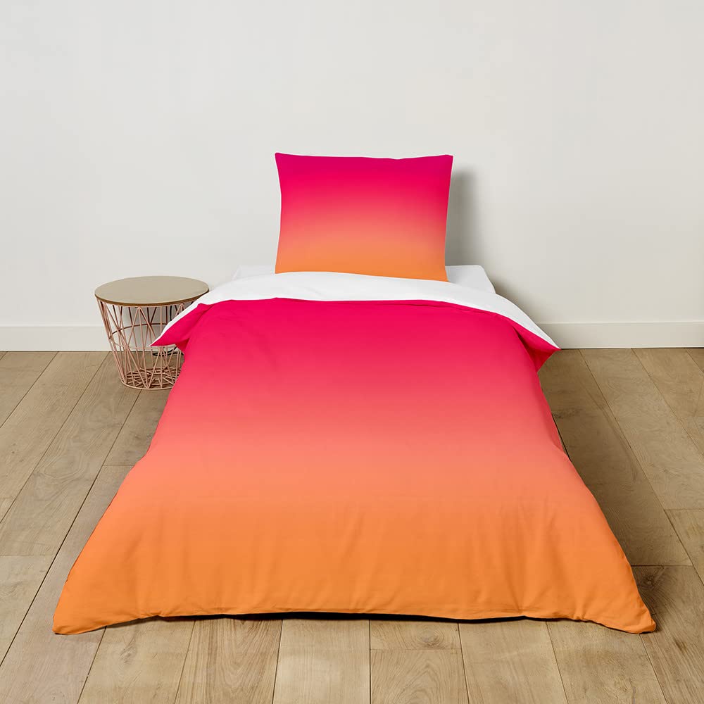 ENEN Juego De Funda Nórdica, Funda Nordica Para Niños Funda Nordica Con Funda De Almohada Cómodo Edredon Nordico Cama, 3D Edredón Nórdico (220x260cm,Degradado Rojo Anaranjado