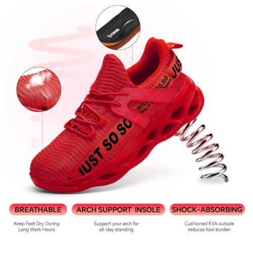 Image of Furuian Steel Toe Shoes for Men Women Slip On Comfortable Safety Shoes | Multi Color,Work Shoes,Comfortable,Steel Toe Sneakers,Lightweight,Breathable