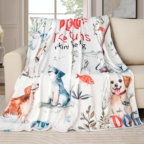 Plaid en flanelle super douce Tupmnbry grand lit motif canin