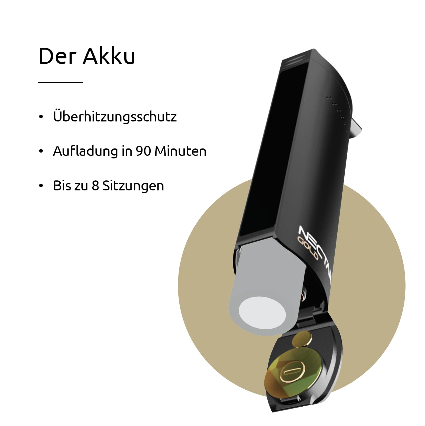 Nectar Gold Vaporizer Cannabis | Vaporizer für Kräuter und Extrakte mit 3 Jahren Garantie | Austauschbarer Akku für 8 Sitzungen, Isolierter Luftstrom, Temperaturpräzision, Zubehör inklusive