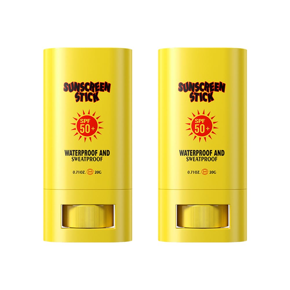 Wenrny Sunscreen Stick for Face and Body 2 Pack Non-Sticky Outdoor Sun Sticks Sweat Water-Resistant Non-Sticky and Long