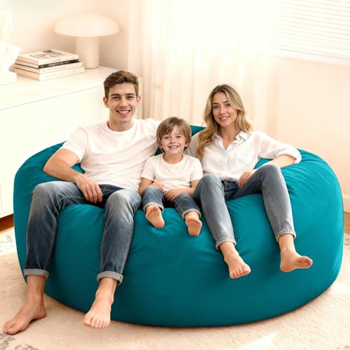 Image of HABUTWAY Bean Bag Chair: Giant 6' Memory Foam Furniture Bean Bag Chair with Microfiber Cover - 6Ft,Sea Blue