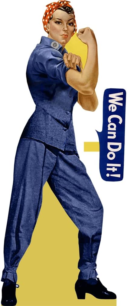 Rosie The Riveter World War II Icon Cardboard Cutout – 65 x 25 in Life-Size Standee with Detachable Speech Bubble
