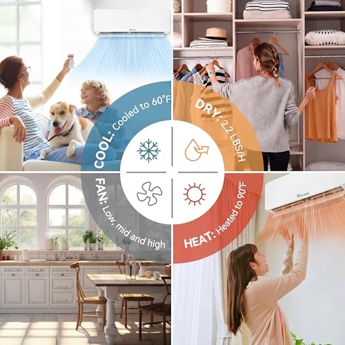 Image of YITAHOME 18000 BTU Mini Split AC /Heating System, Ductless Mini Split Air Conditioner Heat Pump,230V 20 SEER2 Energy Efficient Inverter AC Unit,Wifi Enabled Compatible with Alexa for Apartment, Garage