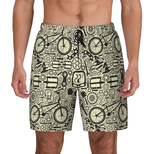 Bike Pattern Ethereal Funny Men's Swim Trunks Board Shorts Quick Dry-