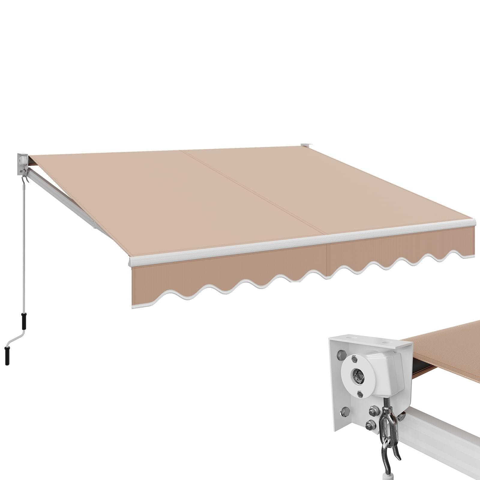 RELAX4LIFE Tenda da Sole Avvolgibile 295x250cm Base Parete/Soffitto Aluminio Beige