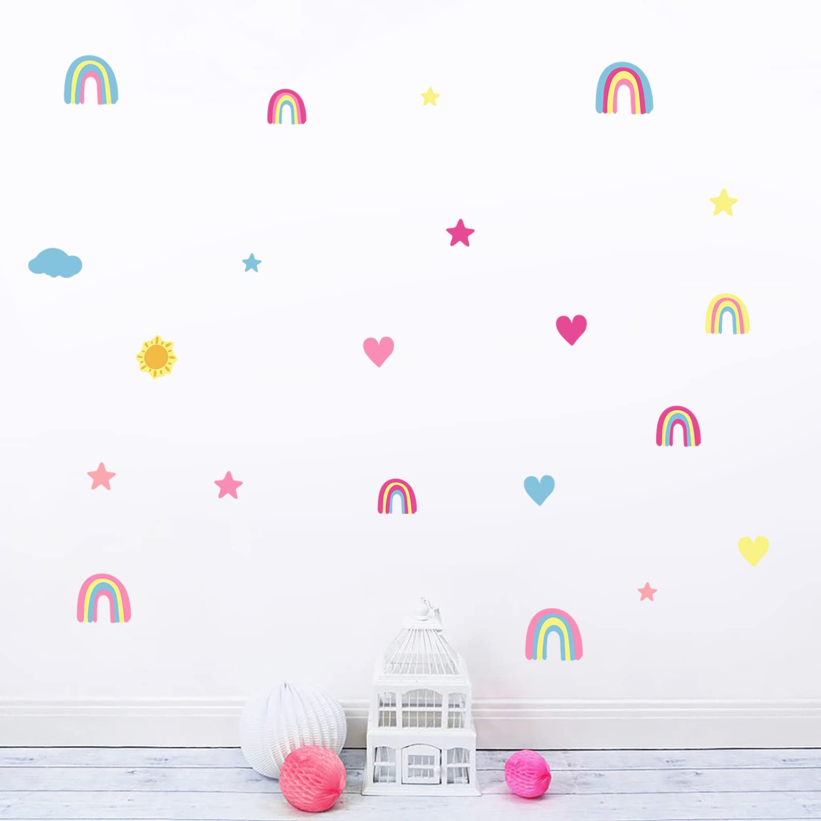 Wandtattoo Kinderzimmer Gelbe Sonne Regenbogen Leuchtsterne Kinderzimmer Wandsticker Wandsticker Kinderzimmer Glow in the Dark Wandtattoo Kinderzimmer Mädchen Junge für Wanddeko Geschenke 4 Stück