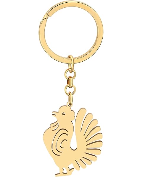 BAMAY Stainless Steel Chicken Keychain Hen Rooster Key Chains for Car Keys Purse Charms Backpack Accessories for Women Girls