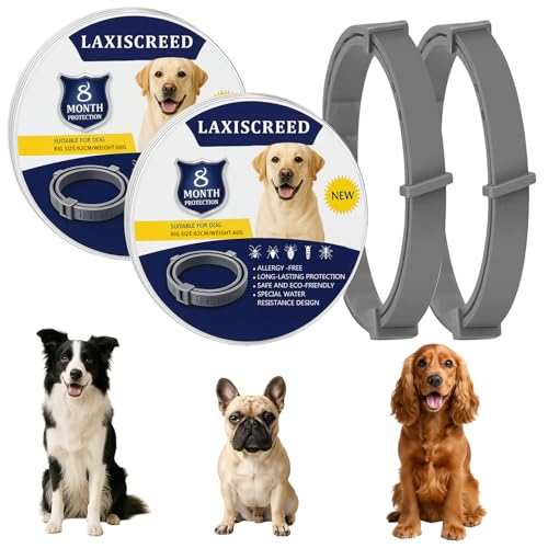 2 Stück Hunde Halsband – Einstellbares & Wasserdichtes Halsband mit Natürlichen Pflanzenölen – Komfortabel, Geeignet für Hunde ab 7 Wochen, Bis zu 16 Monate Schutz