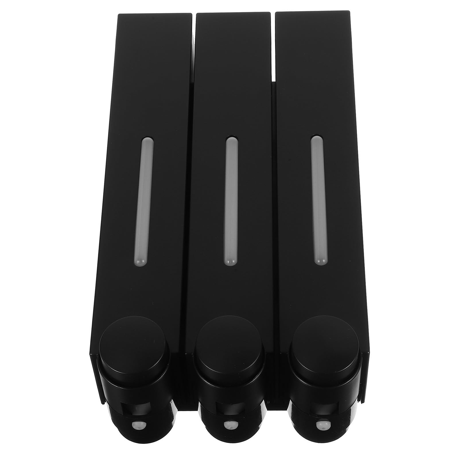 Dispensador de Jabón de Pared Abs y PVC Dispensador de Gel de Ducha de 3 Cámaras, Manual, Negro Triple Cabezal, para Baño y Suministros de Baño