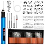 Elektrischer Gravierstift mit 35 Bits,Upgraded Electric Engraving pen Tragbarer Gravierer mit Digitalanzeige,Personalisierte Kugelschreiber mit Gravur,Graviergerät für DIY Schmuck Glas Holz Keramik