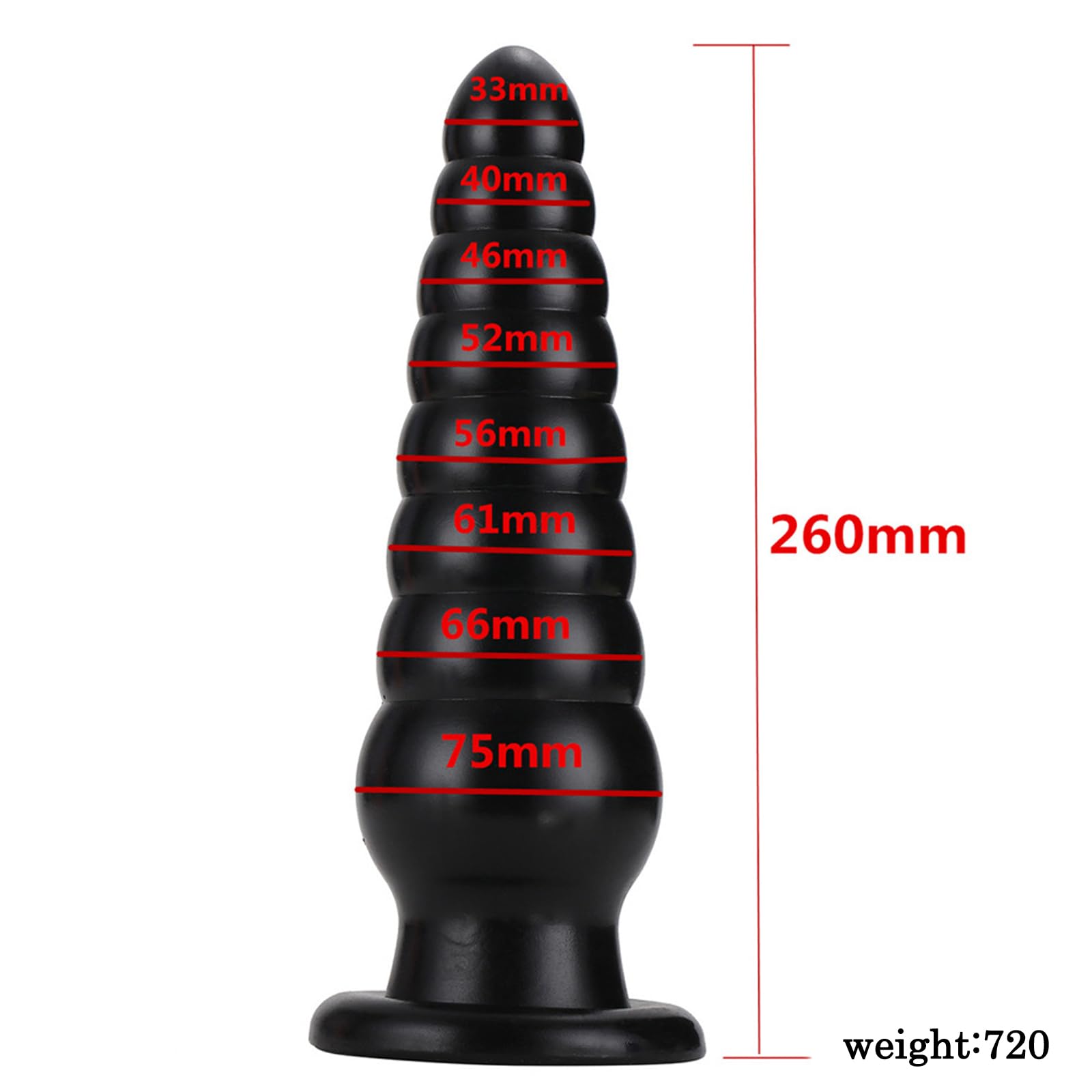 BDSMYOU Plug Anale Dildo Anale Dildo XXL Gigante con 8 Palline Anali e Ventosa,Sex Toys Extra Large Dilatatore Ano per Donna Uomo,Toys Sessuali per Donna Uomini Coppie (Nero)