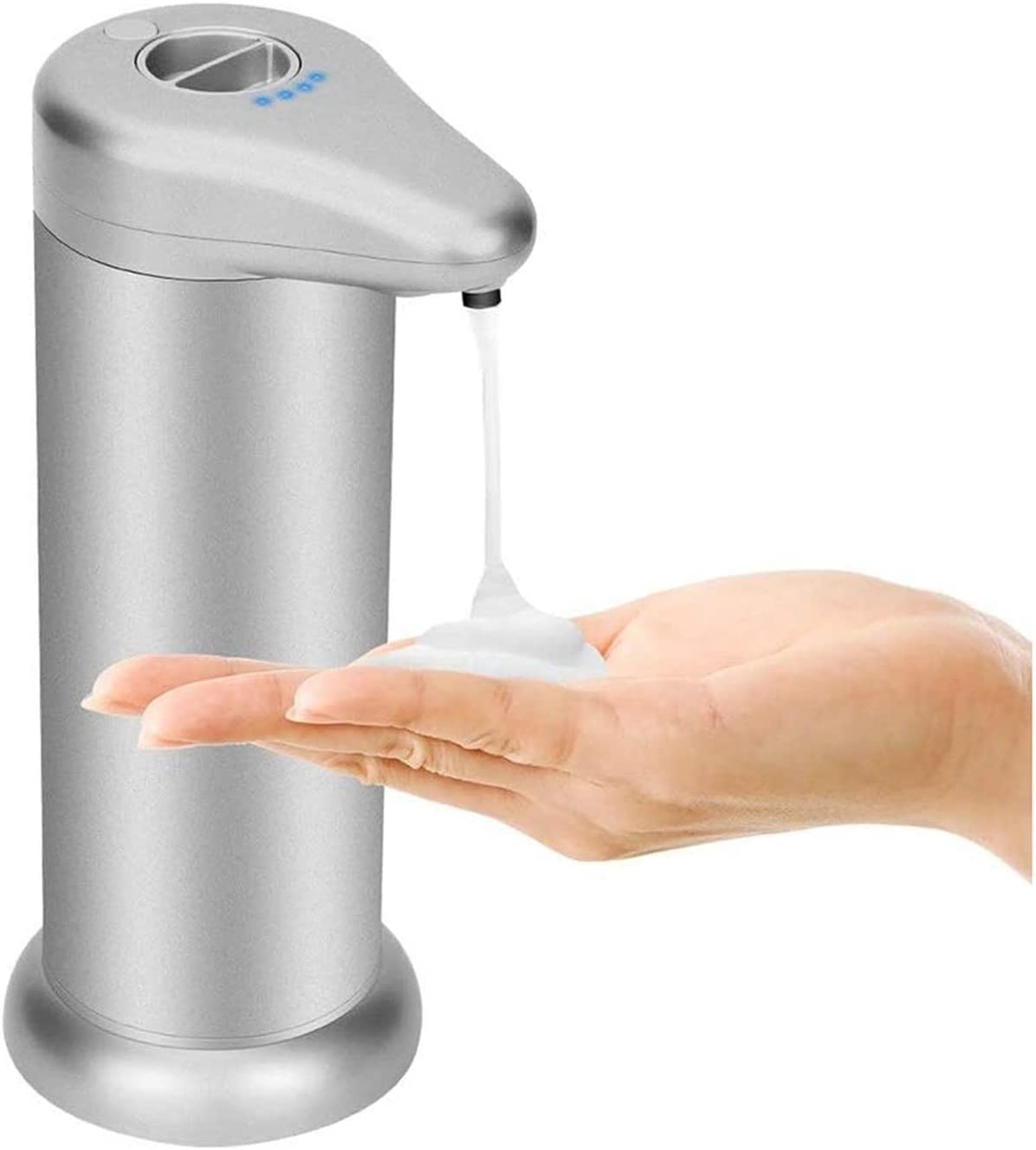 Dispensador automático de jabón, dispensador de jabón líquido manos libres sin contacto para cocina y baño, acero inoxidable, diseño moderno, fácil de rellenar