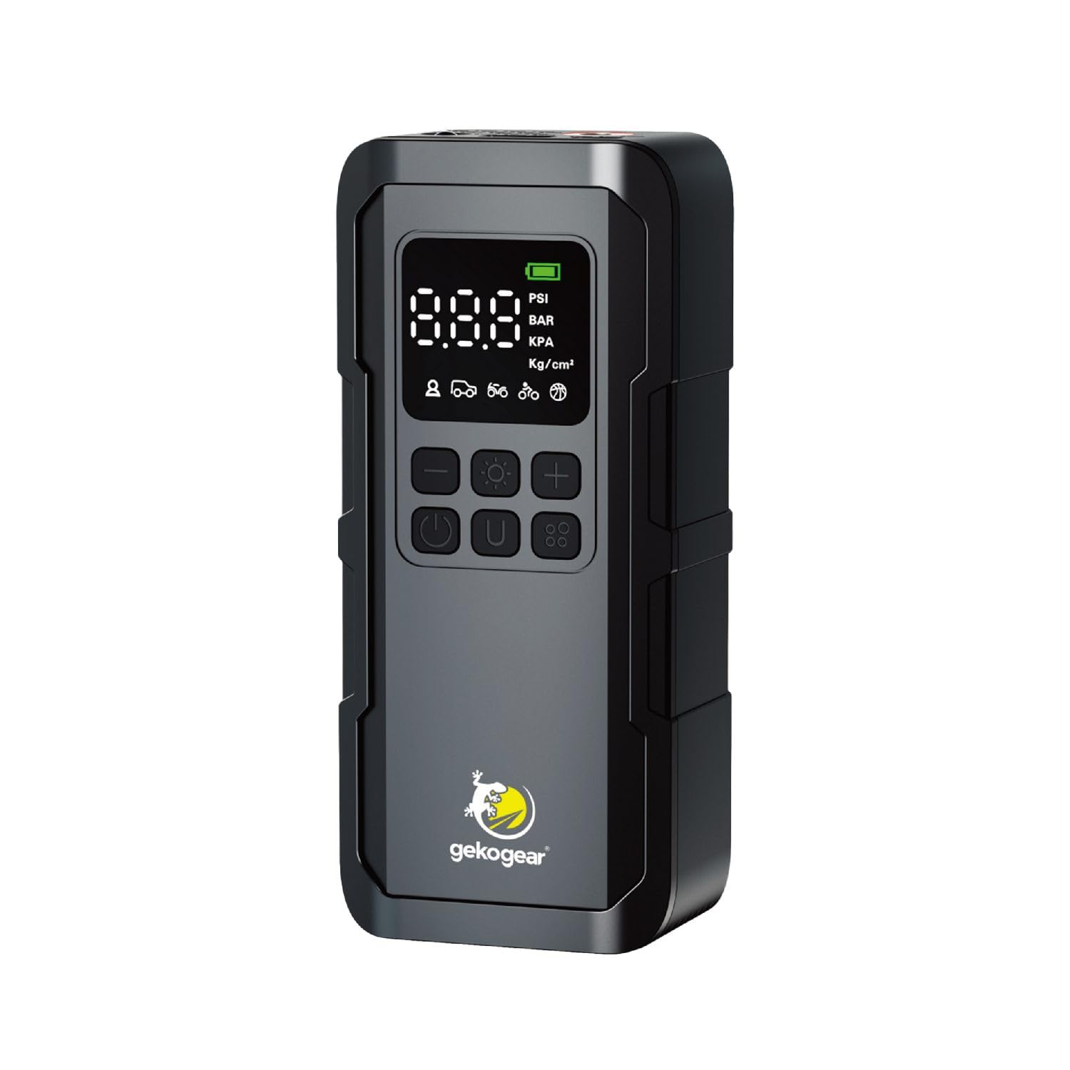 myGekoGear Compressore d'aria portatile per gonfiaggio pneumatici, pompa ad aria portatile 150 psi, display LCD a pressione accurata, 5 modalità preimpostate, gonfiaggio rapido per auto, bici e