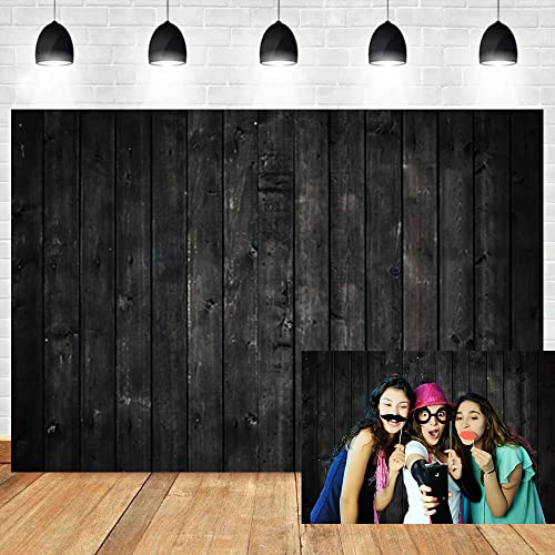 Fondo fotográfico vinilo 8x6ft negro madera vintage