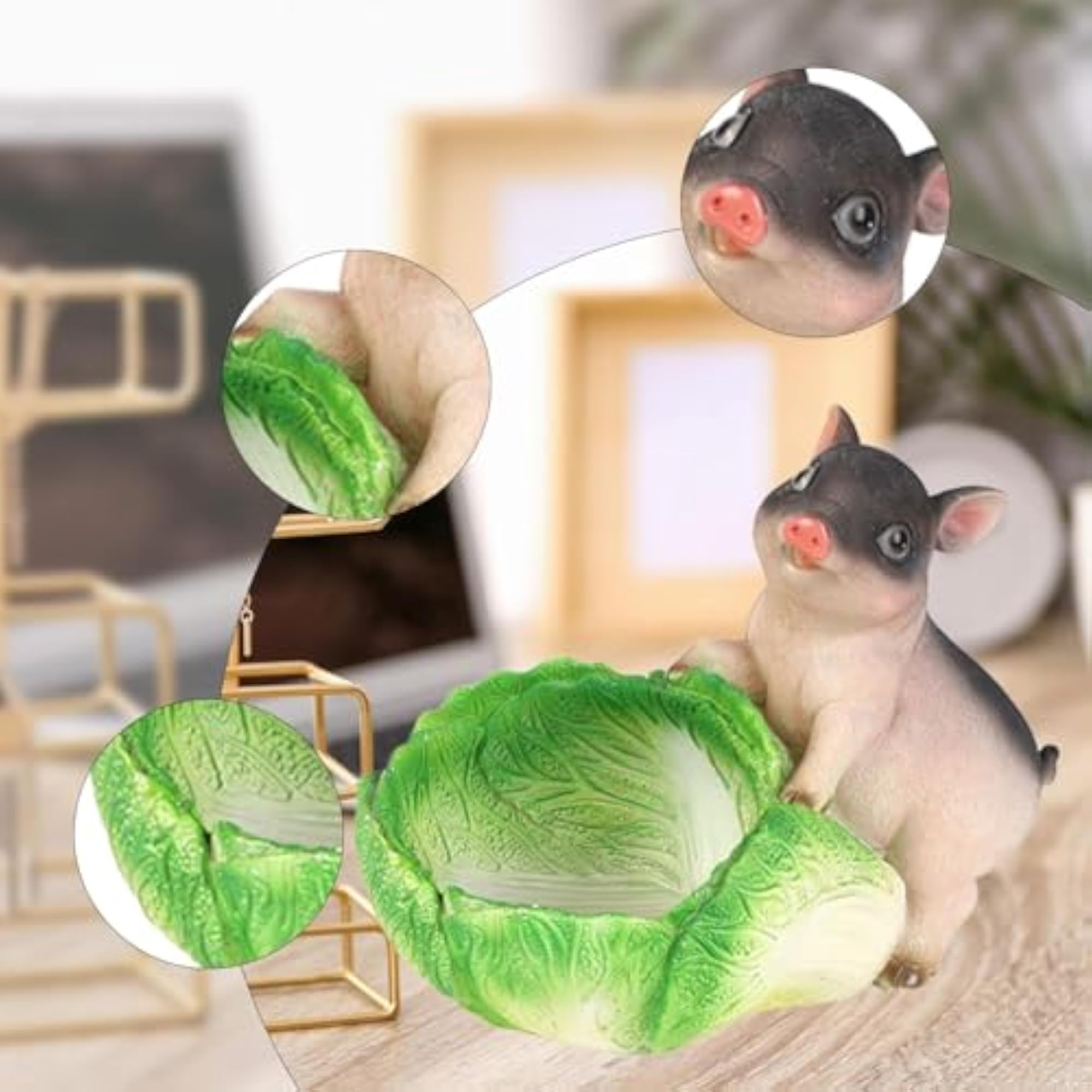 Cute Pig Statue Cabbage Storage Tray