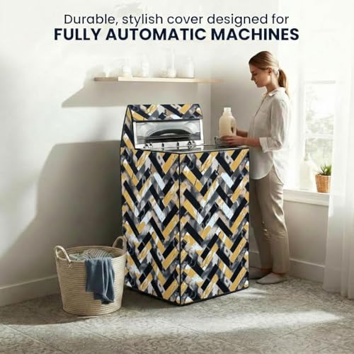 Image of Star Weaves Top Load Fully Automatic Washing Machine Cover for 6 kg, 6.5 kg, 7kg & 7.5 kg (Printed) | Waterproof & Dustproof Polyester Fabric with Zipper | Protection Cover | 59 x 59 x 86 cm