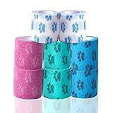 FriPuP Self-Adhesive Vet Bandage Wrap, First Aid for Dogs & Horses, Multi-Use for Gear Grip & Cable Organizing, Individually Wrapped, 2 Inch 8 Rolls, Lake Breeze Paw