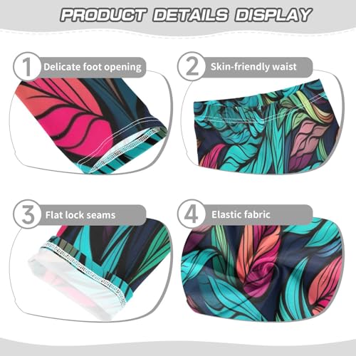 Bolaz Toddler Girls Leggings Printed Yoga Pants Leggings Red Blue Leaves for Kids3