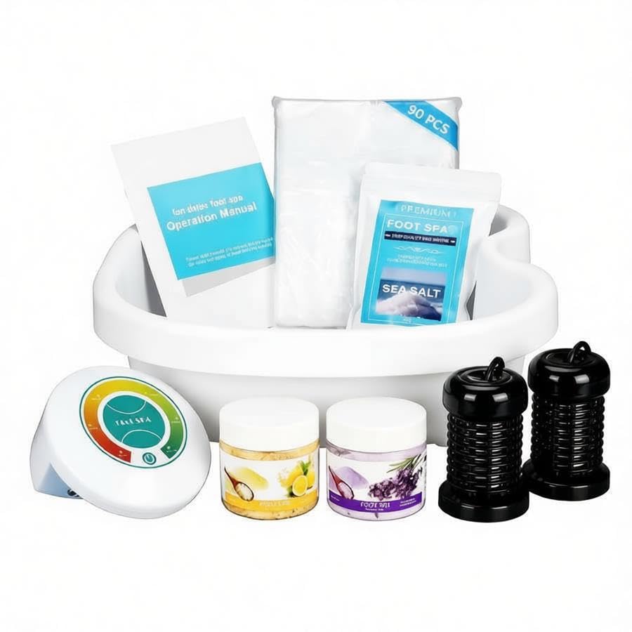 Ionic Foot Bath Detox Machine Upgraded for Home Use & Salon – Ion Cleanse Foot Spa with 2 Arrays,90 Disposable Liners,3 Detox Sea Salts,30-Min Auto-Off for Pain Relief,Improved Sleep & Detoxification