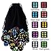 AUSTOR 100 Pieces Black Dice with Colorful Pips 6 Sided Rounded Corner Dice Set with a Storage Bag