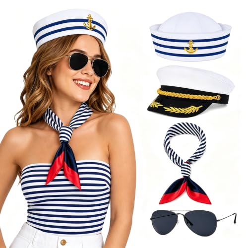 Ainvzag 4-Piece Sailor Outfit Costume Set, Sailor Outfit Women Accessories