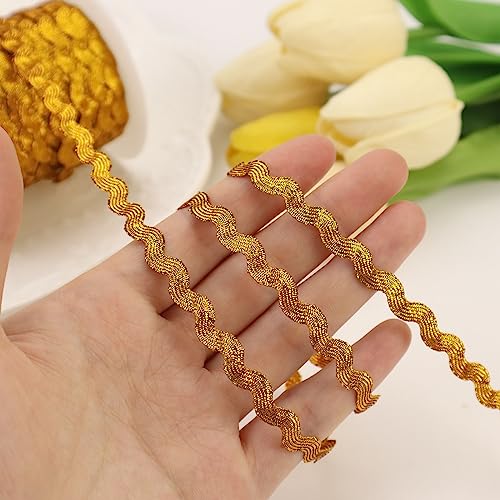 Rick Rack Wave Bending Fringe Trim 40 Yards Gold Lace Ribbon Ric Rac Trim For Sewing Clothes Gift Wrapping Home Party Decoration #TOP2