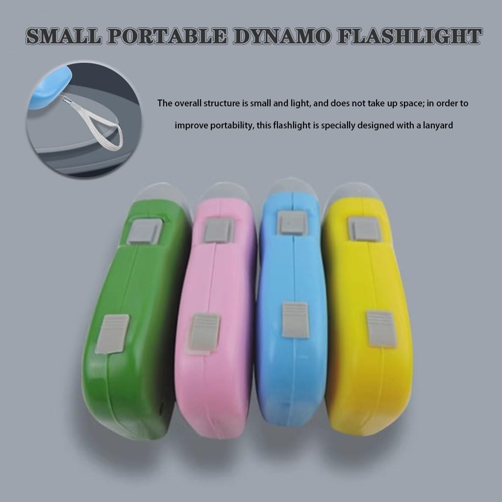 Set di Torce Elettriche A Manovella da 2/4/8/10 Pezzi, Torcia Elettrica Dinamo di Emergenza con 2 Luci LED, Torcia Elettrica Autoalimentata, per Pesca, Viaggi(Pink Color,Set 4)
