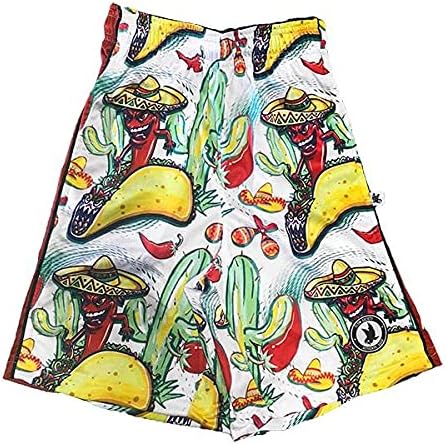 Flow Society Taco Loco Flow Boys Shorts - Kids Athletic - Basketball - Baseball - Hockey - Football - Lacrosse - White