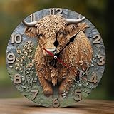 Buewutiry Orologi da parete decorativi a batteria, 25,4 cm, in legno, stile vintage, stampa floreale, senza ticchettio, silenziosi, per soggiorno, camera da letto, ufficio, cucina, hotel, bagno
