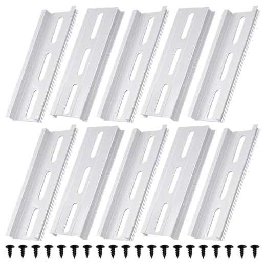 DKARDU Aluminum DIN Rails, 10 CM /4 inches, 35mm Wide, 7.5mm High Top Hat Slotted DIN Rail with RoHS (10 Pack, Silver)