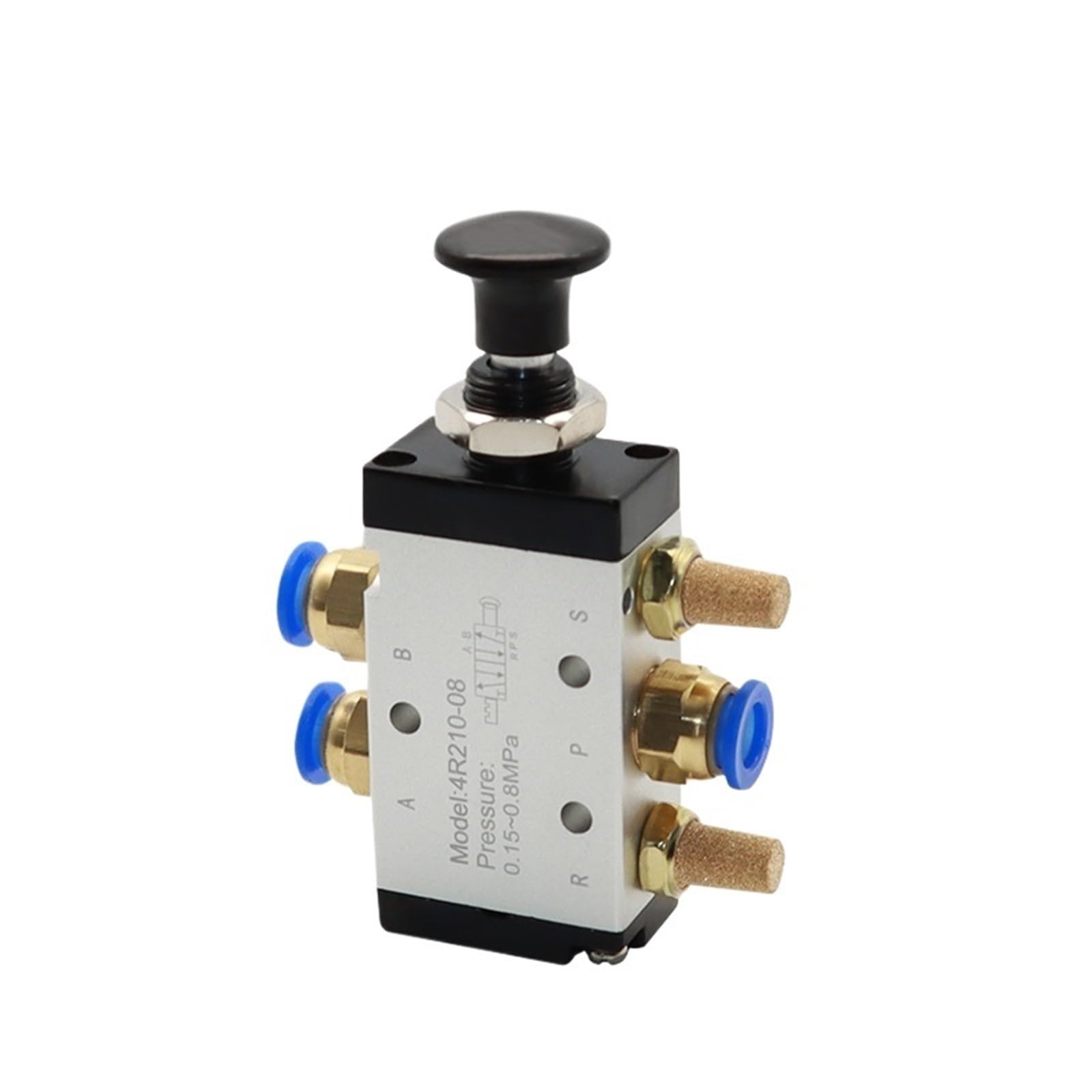 Valvola manuale 4R210-08 3R210-08 a 2 vie e 5 posizioni, interruttore pneumatico di spinta e trazione per valvola direzionale 4R310-10 3R310-10 (1 unità)(3R210-08, With 10 mm Fitting)